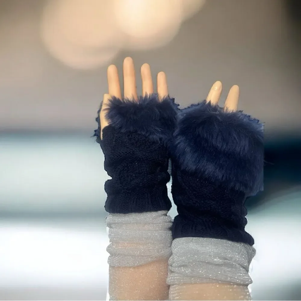 SXY l Custom Set l Elegant Silver Arm Sleeves Shimmery & Sheer, Royal Blue Glove